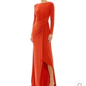MAC Duggal jersey draped gown, sz 14, new, red, no defects